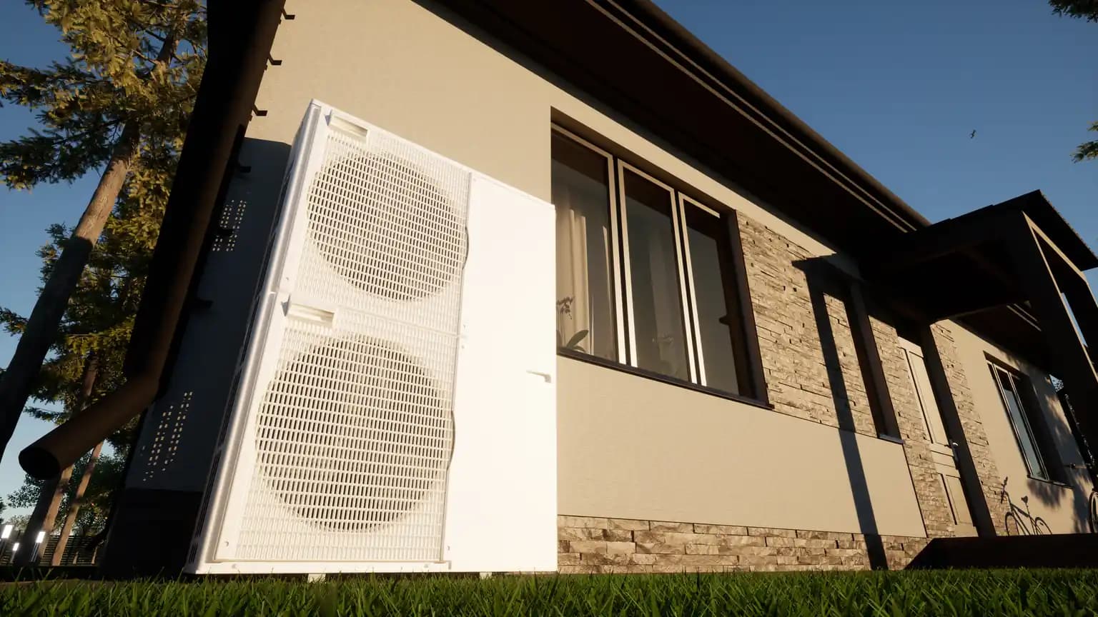 Unidad exterior aerotermia en vivienda gallega